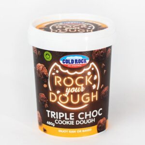 Indulge in Triple Choc Cookie Dough with this vegan Rock Your Dough tub from Cold Rock, Australia